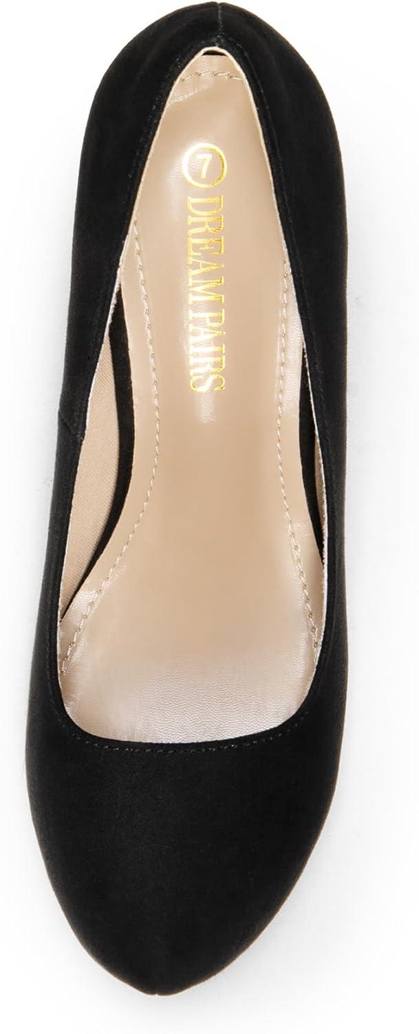 imageDREAM PAIRS Tiffany Womens Classic Elegant Versatile Low Stiletto Heel Dress Platform Pumps ShoesBlackSuede