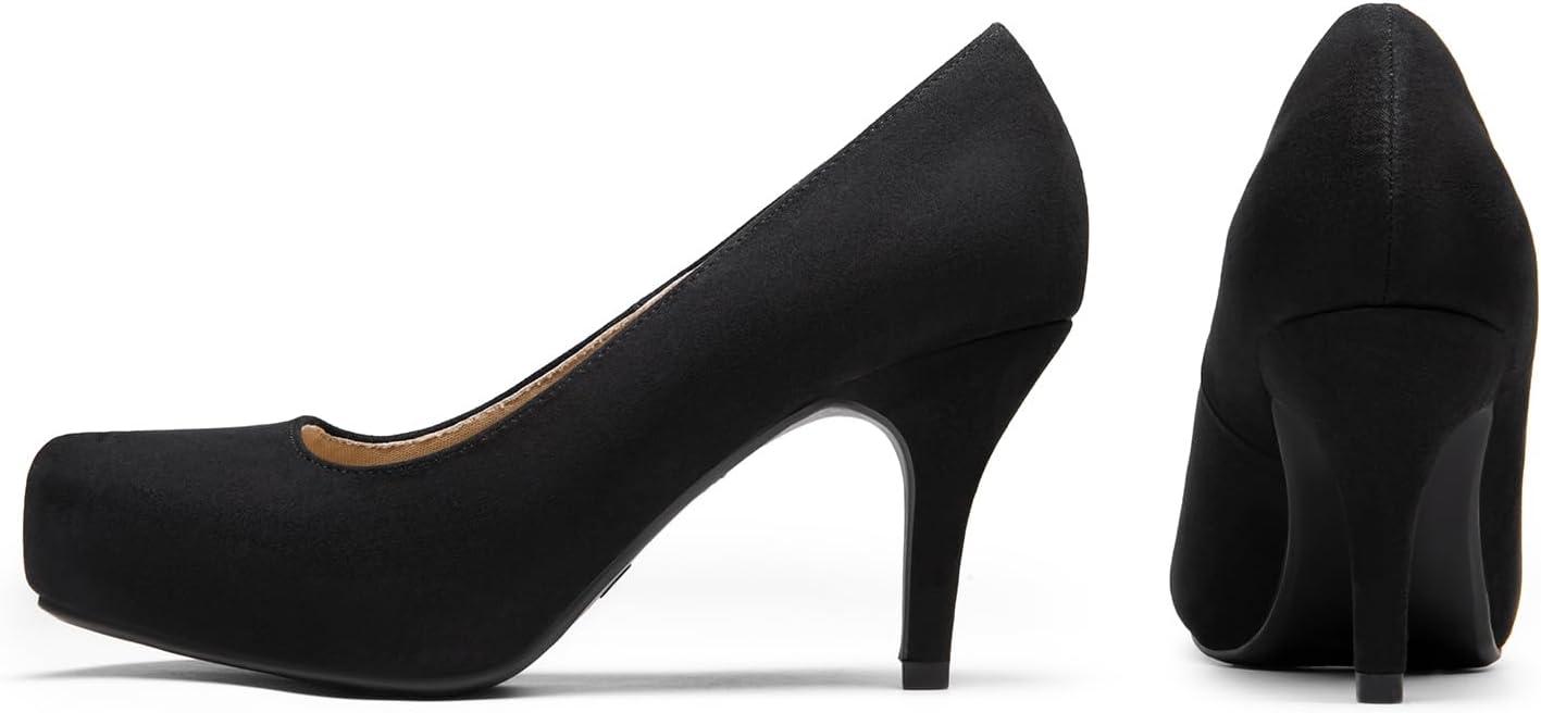 imageDREAM PAIRS Tiffany Womens Classic Elegant Versatile Low Stiletto Heel Dress Platform Pumps ShoesBlackSuede