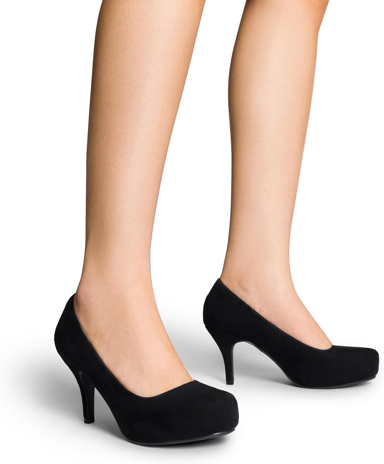 imageDREAM PAIRS Tiffany Womens Classic Elegant Versatile Low Stiletto Heel Dress Platform Pumps ShoesBlackSuede