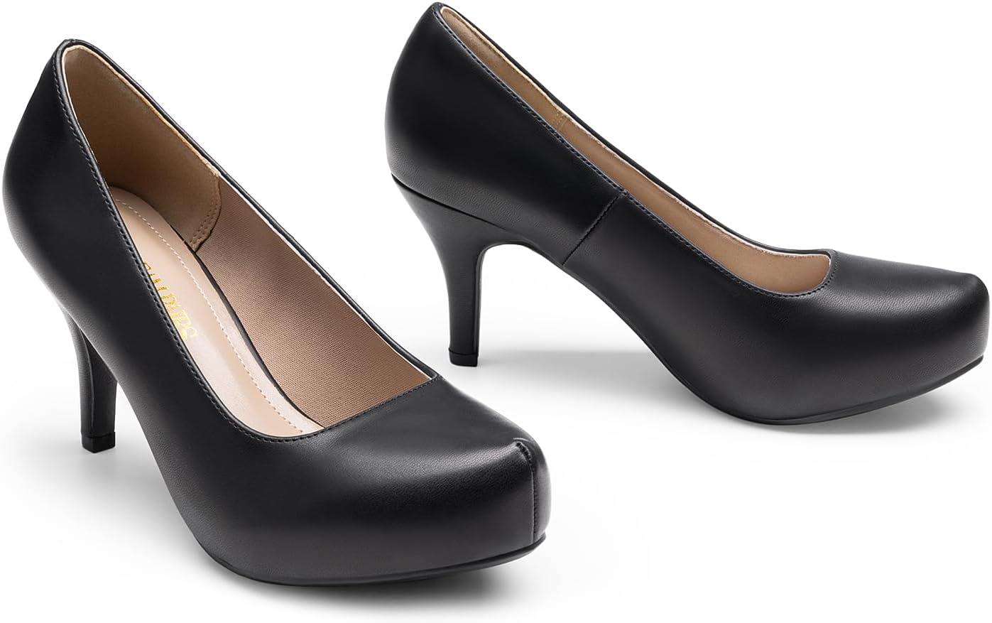 imageDREAM PAIRS Tiffany Womens Classic Elegant Versatile Low Stiletto Heel Dress Platform Pumps ShoesBlackpu