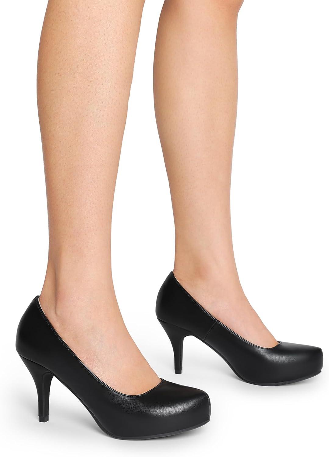 imageDREAM PAIRS Tiffany Womens Classic Elegant Versatile Low Stiletto Heel Dress Platform Pumps ShoesBlackpu