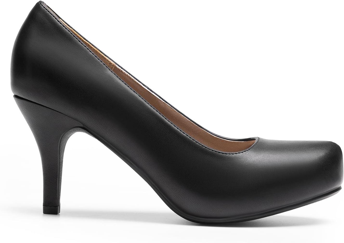 imageDREAM PAIRS Tiffany Womens Classic Elegant Versatile Low Stiletto Heel Dress Platform Pumps ShoesBlackpu
