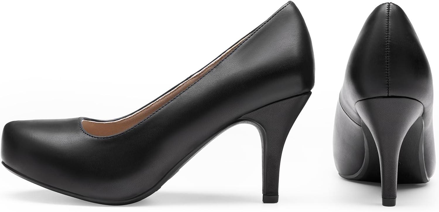 imageDREAM PAIRS Tiffany Womens Classic Elegant Versatile Low Stiletto Heel Dress Platform Pumps ShoesBlackpu
