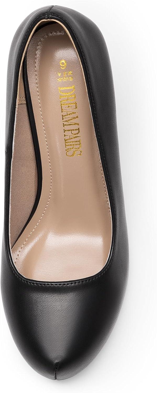 imageDREAM PAIRS Tiffany Womens Classic Elegant Versatile Low Stiletto Heel Dress Platform Pumps ShoesBlackpu