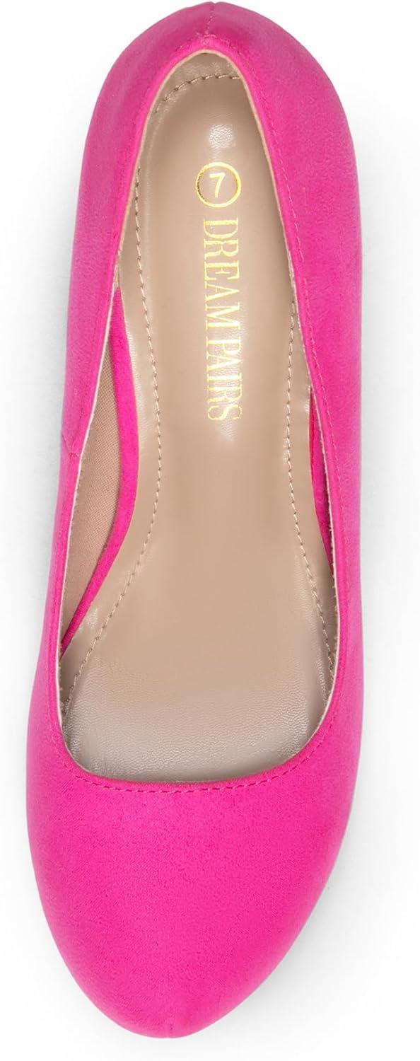 imageDREAM PAIRS Tiffany Womens Classic Elegant Versatile Low Stiletto Heel Dress Platform Pumps ShoesFuchsiaSuede