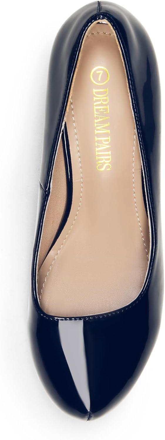 imageDREAM PAIRS Tiffany Womens Classic Elegant Versatile Low Stiletto Heel Dress Platform Pumps ShoesNavyPat