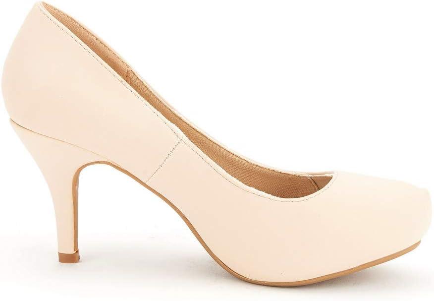 imageDREAM PAIRS Tiffany Womens Classic Elegant Versatile Low Stiletto Heel Dress Platform Pumps ShoesNudeNubuck
