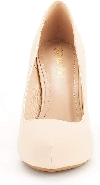 imageDREAM PAIRS Tiffany Womens Classic Elegant Versatile Low Stiletto Heel Dress Platform Pumps ShoesNudeNubuck