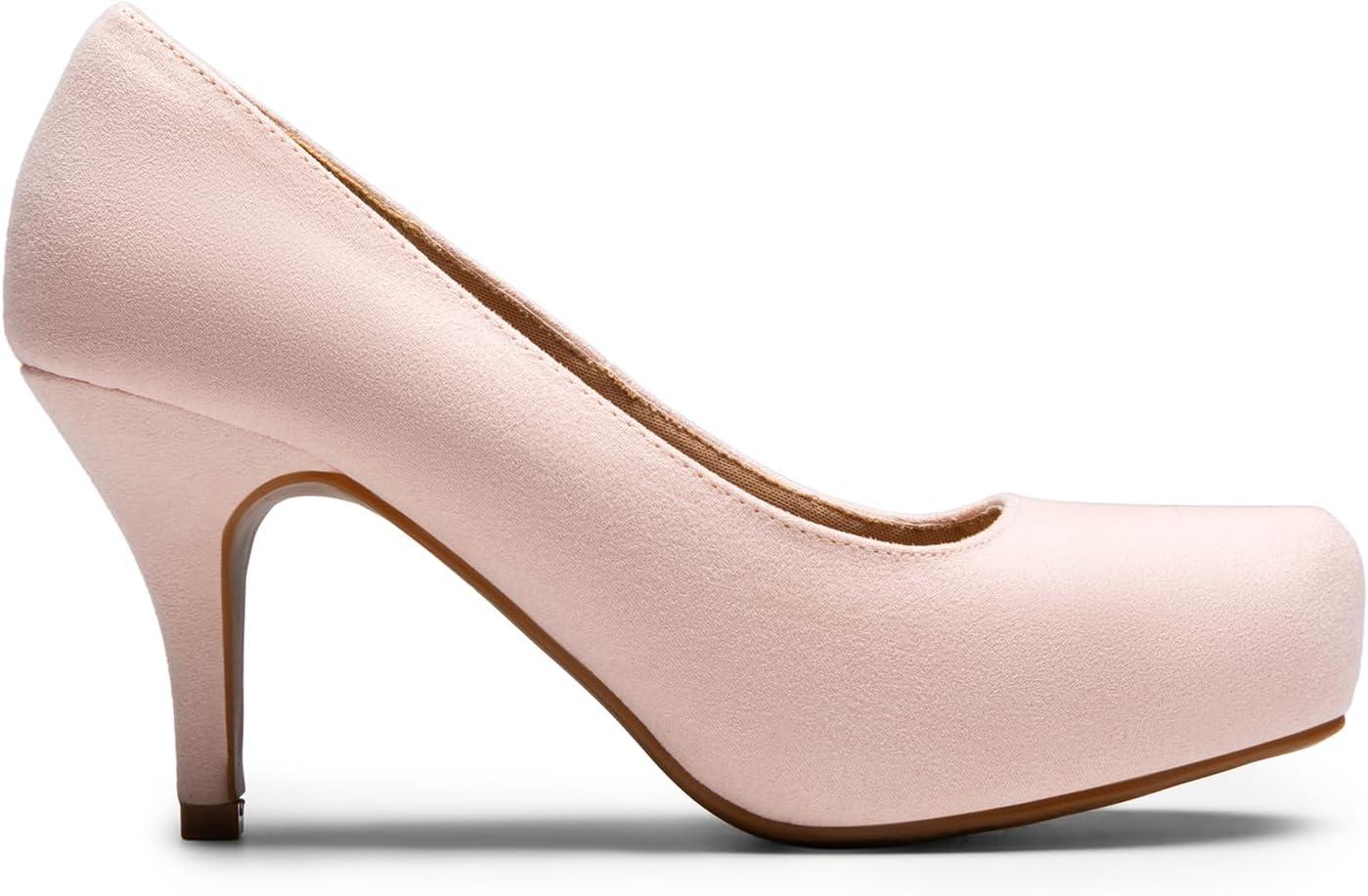 imageDREAM PAIRS Tiffany Womens Classic Elegant Versatile Low Stiletto Heel Dress Platform Pumps ShoesPinkSuede