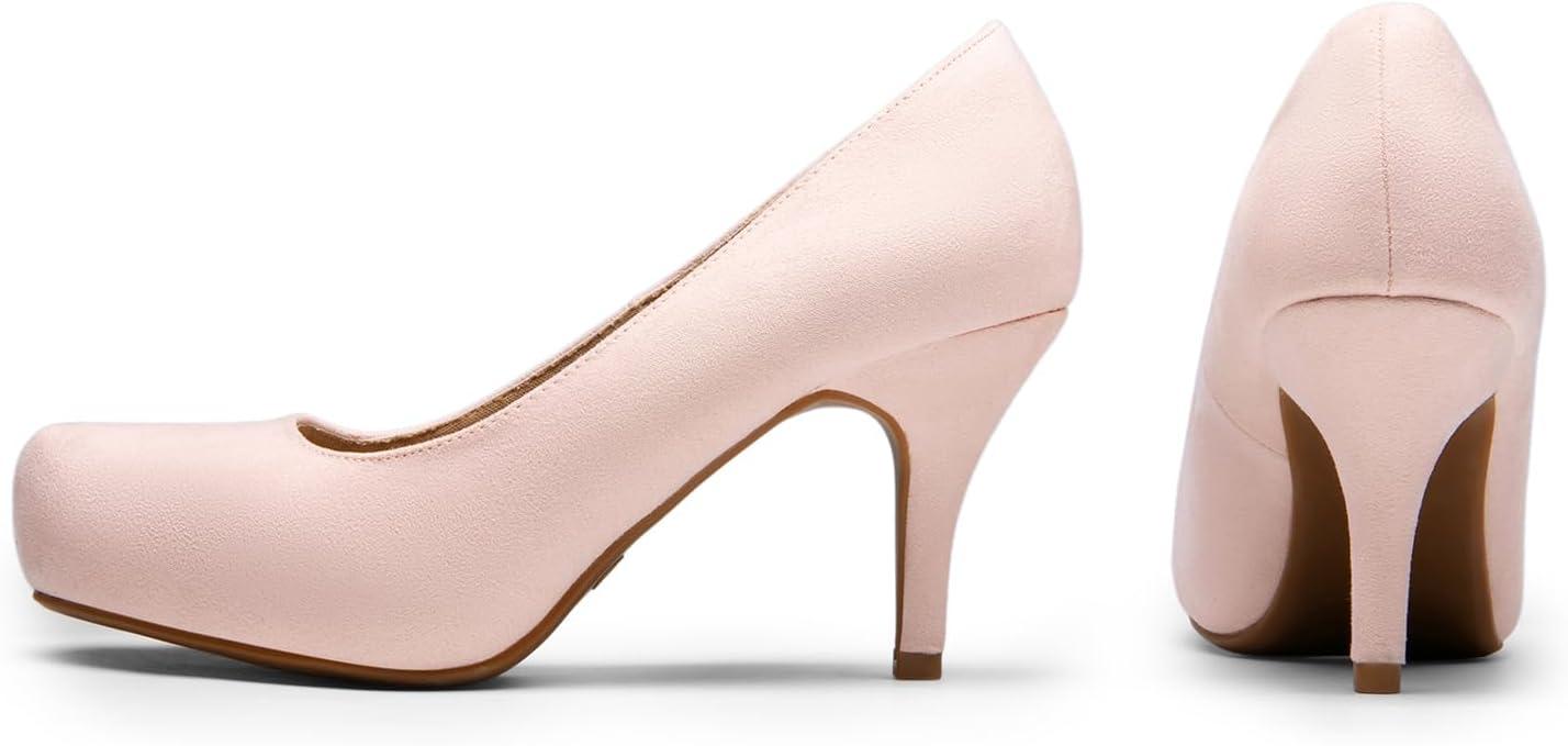 imageDREAM PAIRS Tiffany Womens Classic Elegant Versatile Low Stiletto Heel Dress Platform Pumps ShoesPinkSuede