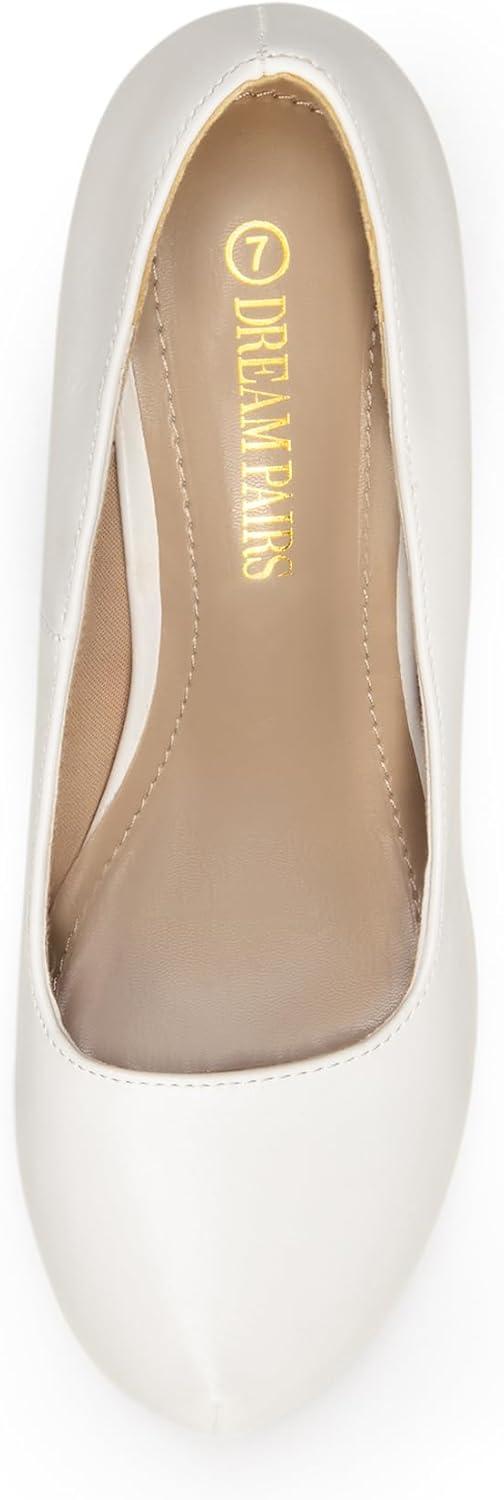 imageDREAM PAIRS Tiffany Womens Classic Elegant Versatile Low Stiletto Heel Dress Platform Pumps ShoesWhitePu