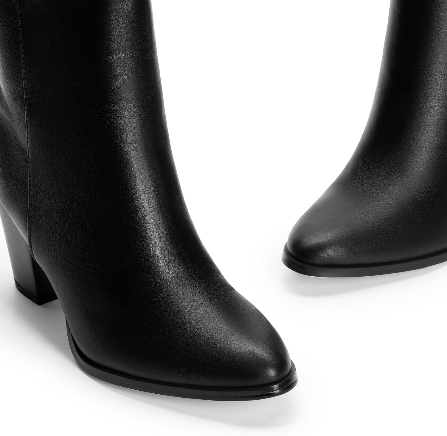 imageDREAM PAIRS Womens Ankle Boots Chunky Block Heel BootiesBlackPu