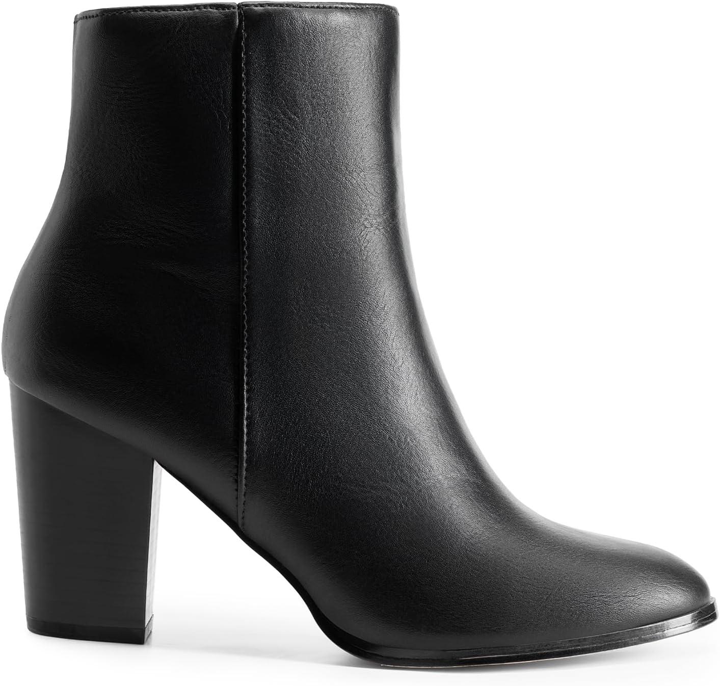 imageDREAM PAIRS Womens Ankle Boots Chunky Block Heel BootiesBlackPu