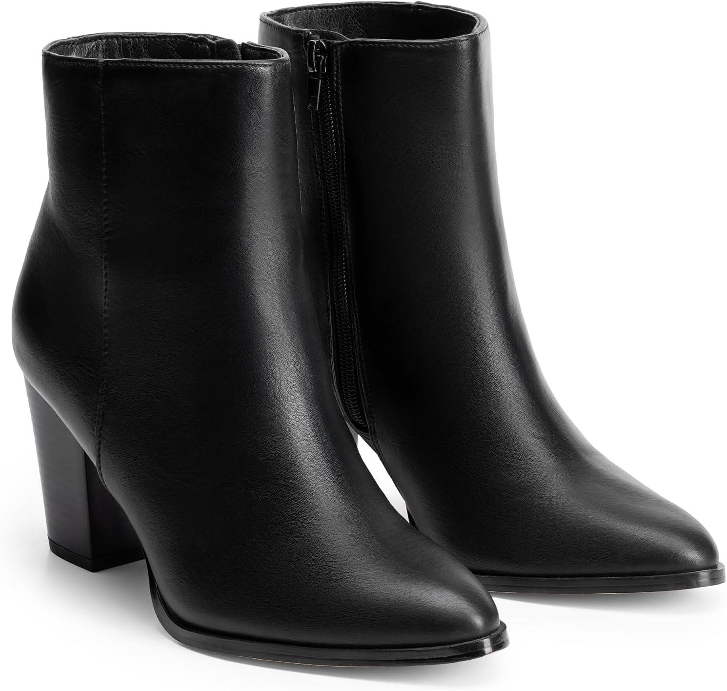 imageDREAM PAIRS Womens Ankle Boots Chunky Block Heel BootiesBlackPu