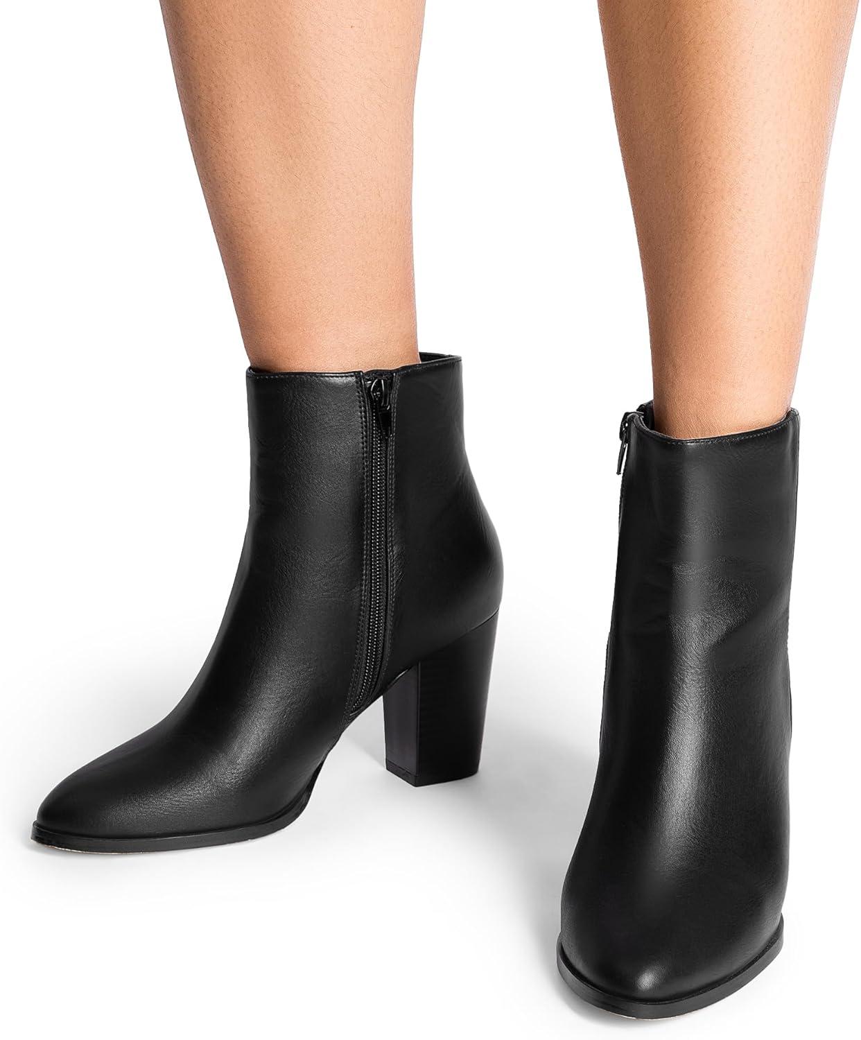 imageDREAM PAIRS Womens Ankle Boots Chunky Block Heel BootiesBlackPu