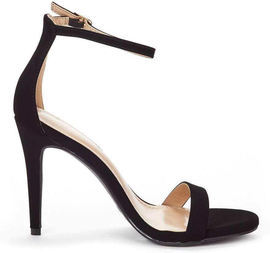 imageDREAM PAIRS Womens High Heels Flower Ankle Strap Stilettos Round Open Toe Dressy Sexy SandalsBlackNubuck