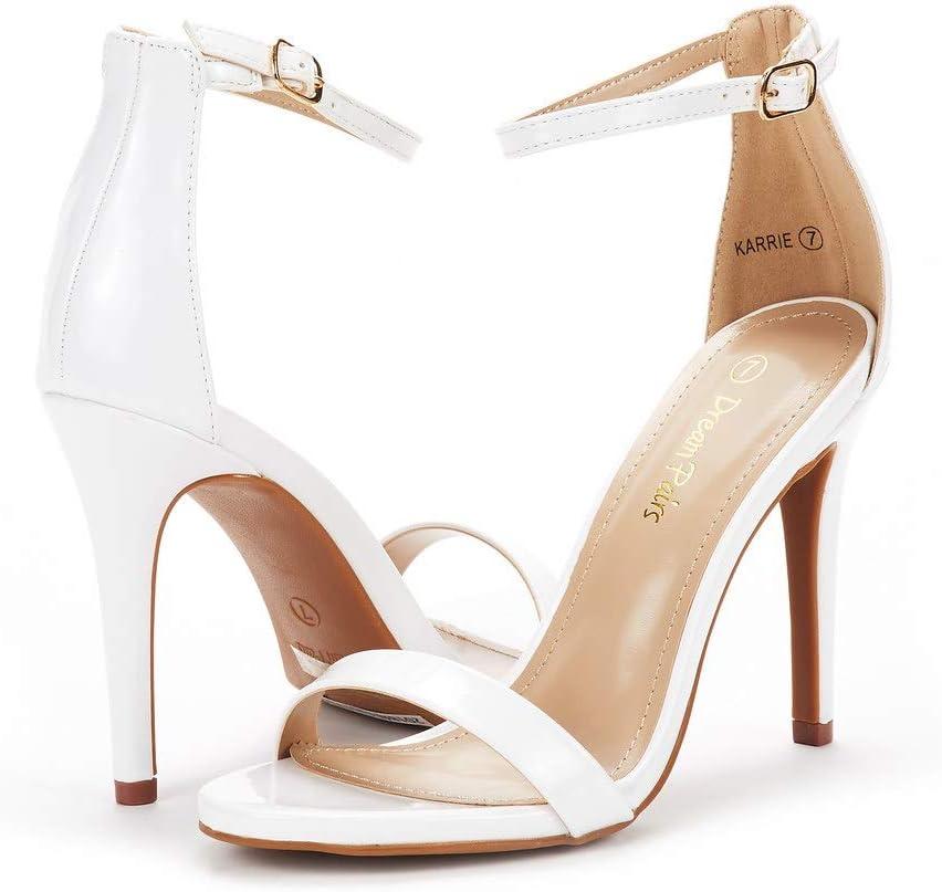 imageDREAM PAIRS Womens High Heels Flower Ankle Strap Stilettos Round Open Toe Dressy Sexy SandalsWhitePat