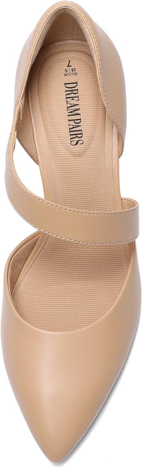 imageDREAM PAIRS Womens High Heels Pumps Dress Closed Pointed Toe Comfortable DOrsay Pumps Shoes for Work Office Wedding Dancing CharmaneNudepu