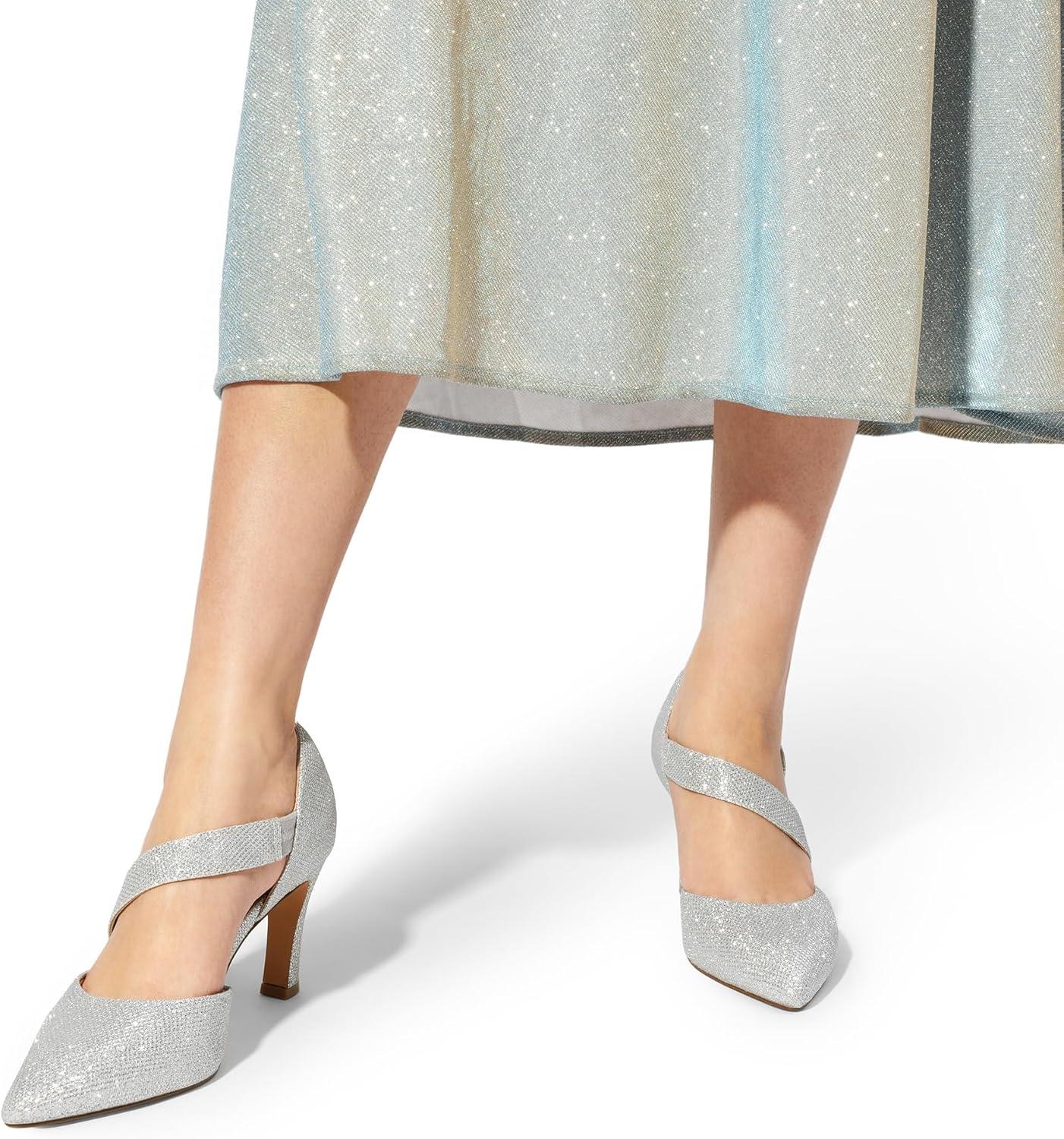 imageDREAM PAIRS Womens High Heels Pumps Dress Closed Pointed Toe Comfortable DOrsay Pumps Shoes for Work Office Wedding Dancing CharmaneSilverglitter