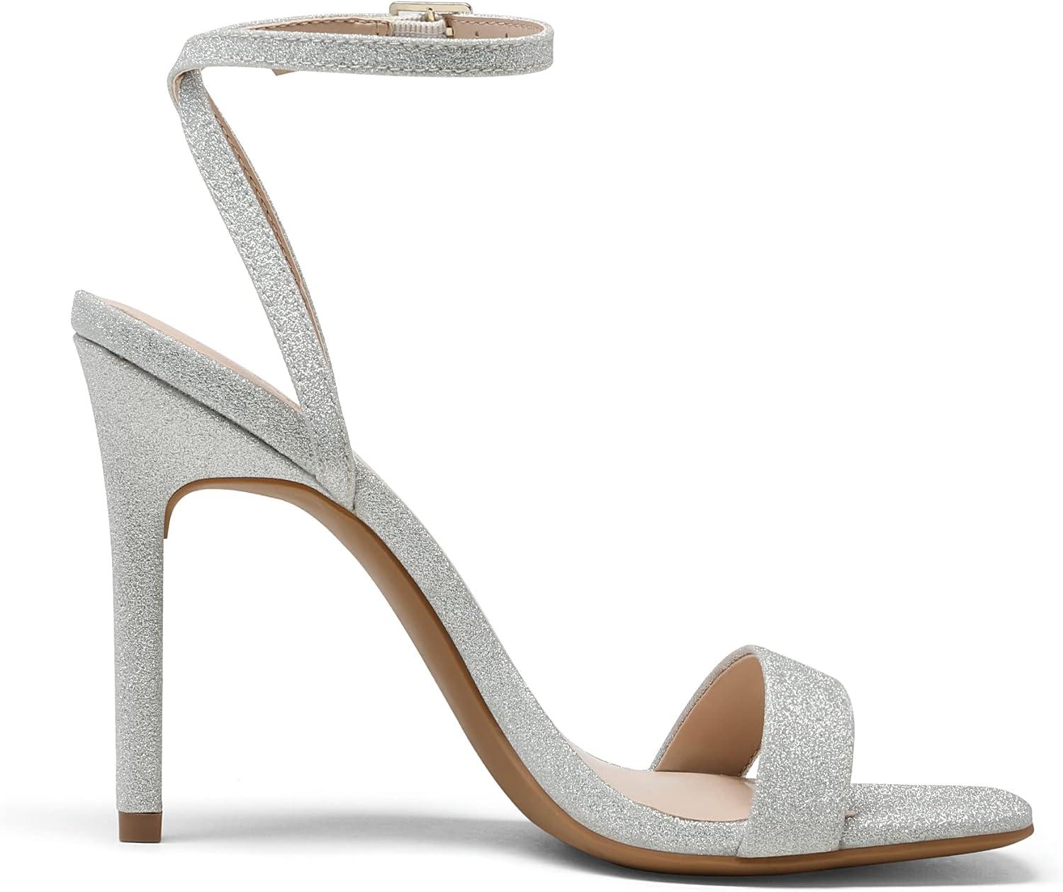 imageDREAM PAIRS Womens High Stilettos Open Square Toe Ankle Strap Heels Sexy Comfort Strappy Dress Shoes Wedding Bridal Pumps SandalsSilver