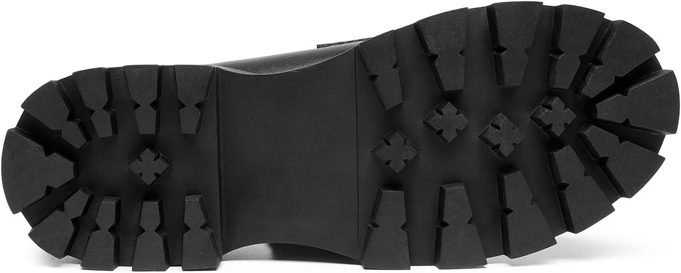 imageDREAM PAIRS Womens Loafers Lug Sole Slip On Platform Chunky Penny Loafers for Women Dressy and Work Business Casual Shoes for WomenBlackpu