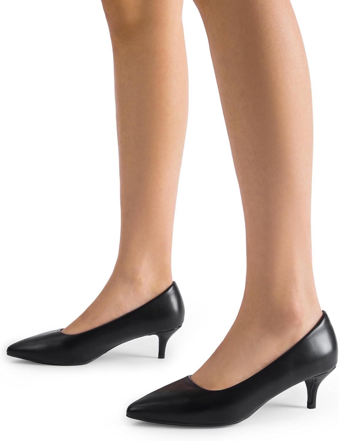 imageDREAM PAIRS Womens Pumps Kitten Heel Pointed Toe Shoes for Women Comfortable Office Work Dress ShoesBlackpu