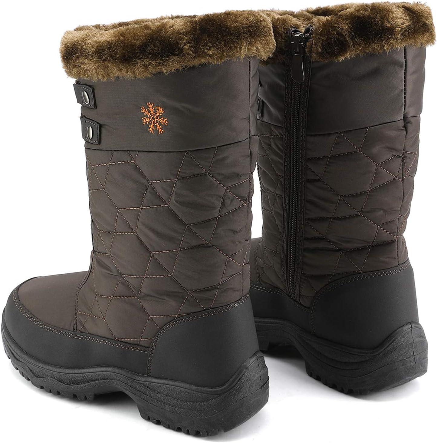 imageDREAM PAIRS Womens Warm Faux Fur Lined MidCalf Winter Snow BootsGooseBrown
