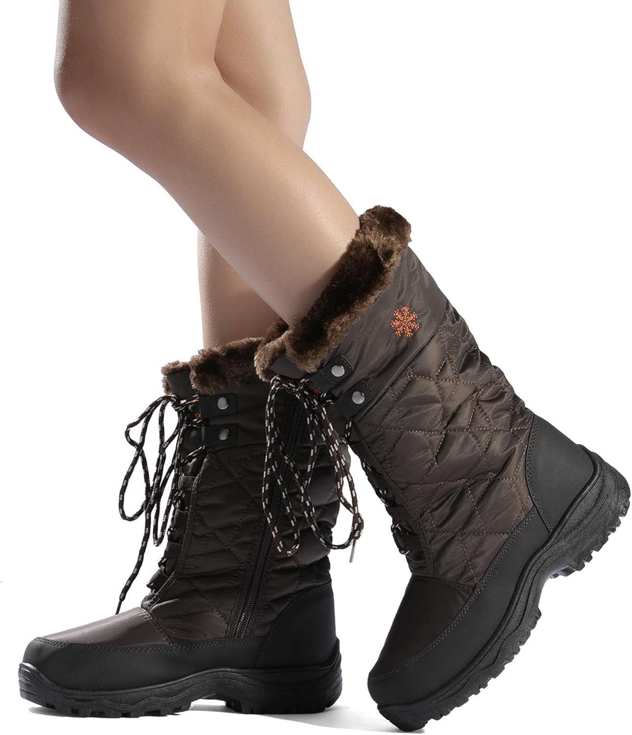 imageDREAM PAIRS Womens Warm Faux Fur Lined MidCalf Winter Snow BootsGooseBrown