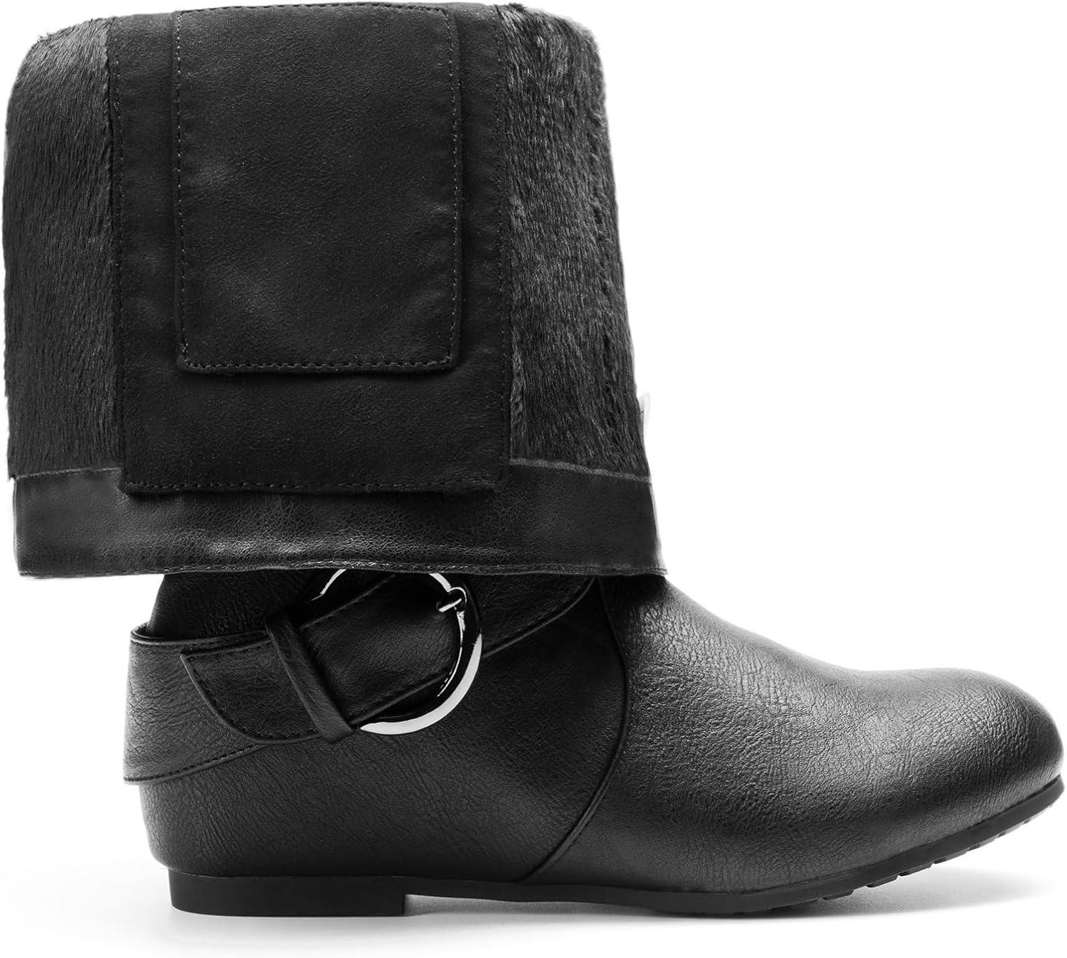 imageDREAM PAIRS Womens Wide Calf Knee High Boots Furlined Low Hidden Wedge BootsBlack