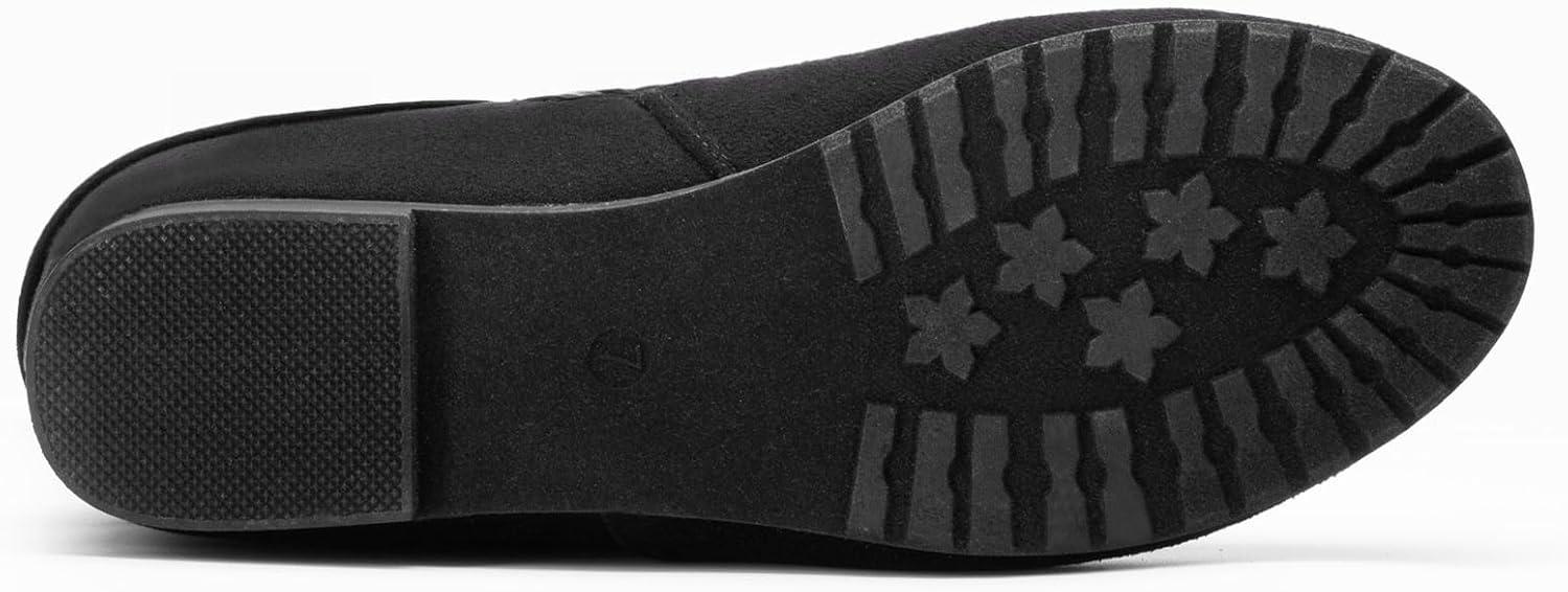 imageDREAM PAIRS Womens Wide Calf Knee High Boots Furlined Low Hidden Wedge BootsBlackSuede