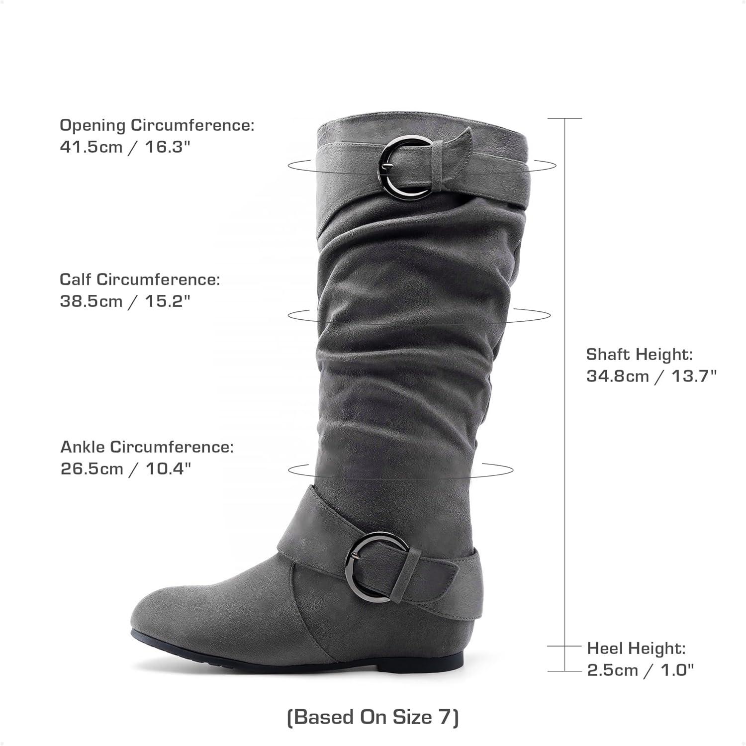 imageDREAM PAIRS Womens Wide Calf Knee High Boots Furlined Low Hidden Wedge BootsGrey SuedeWide Calf