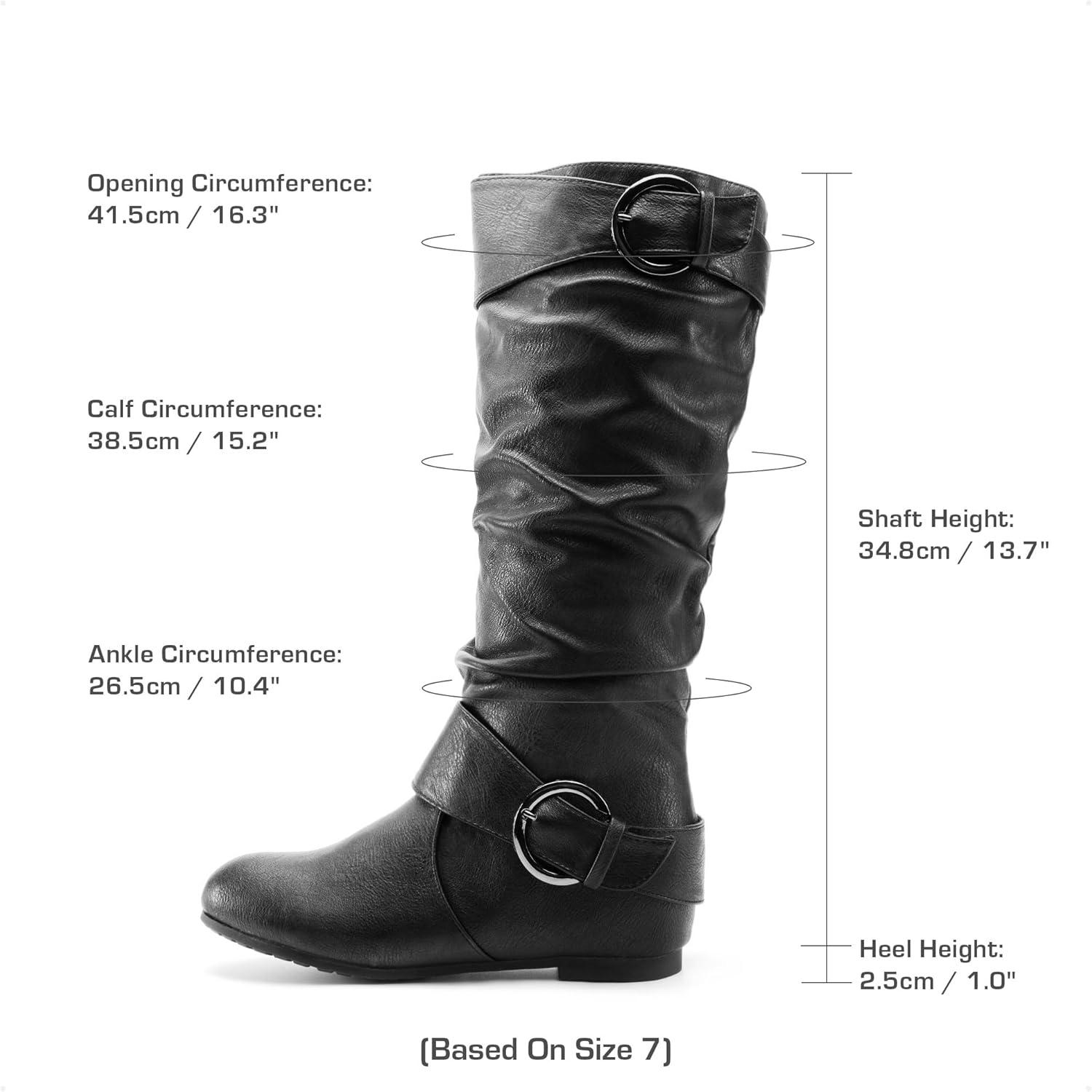 imageDREAM PAIRS Womens Wide Calf Knee High Boots Furlined Low Hidden Wedge BootsUrablackwidecalf