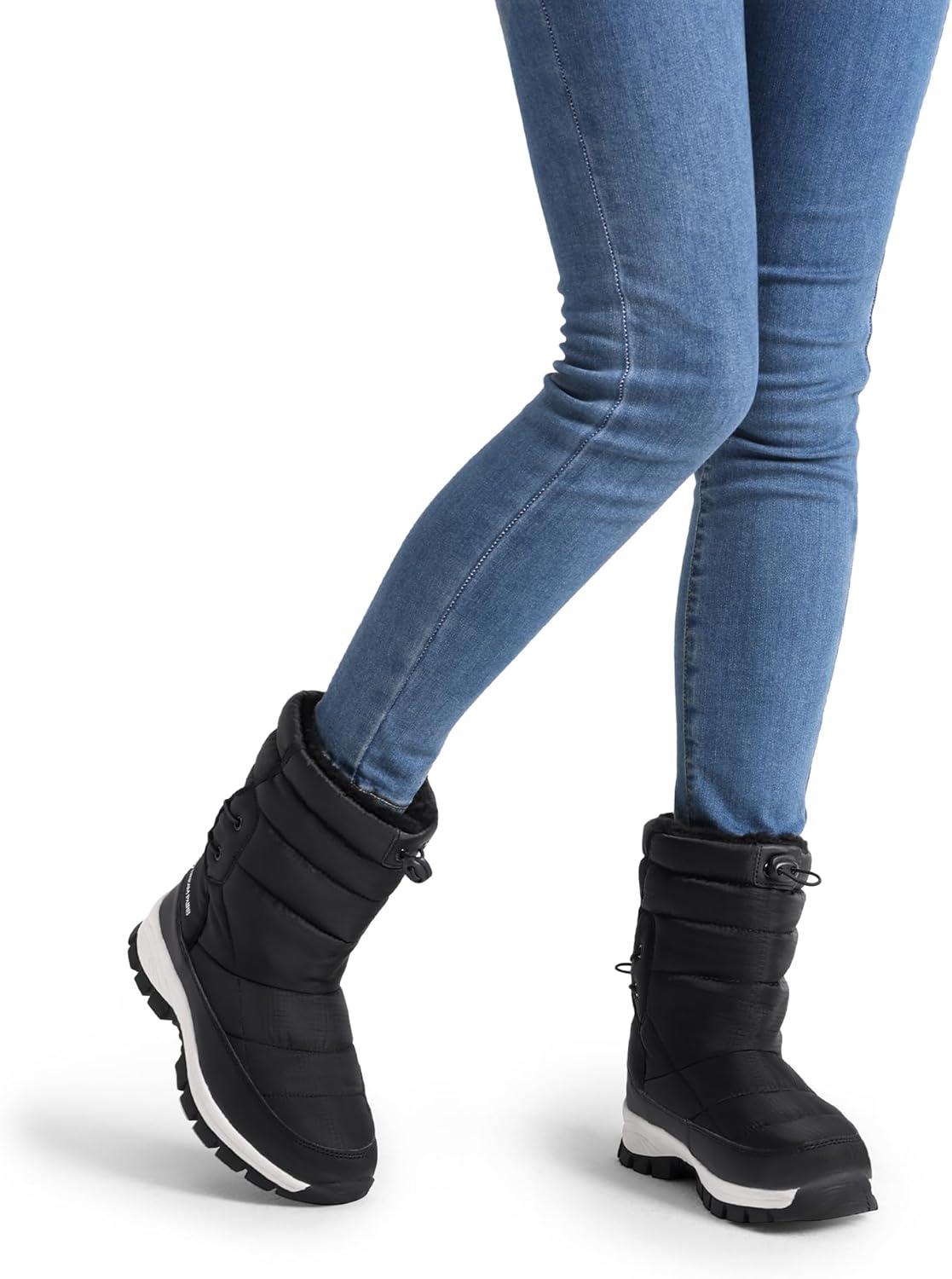 imageDREAM PAIRS Womens Winter Snow Boots Waterproof Lightweight Warm Fashion Janara Mid Calf BootBlack