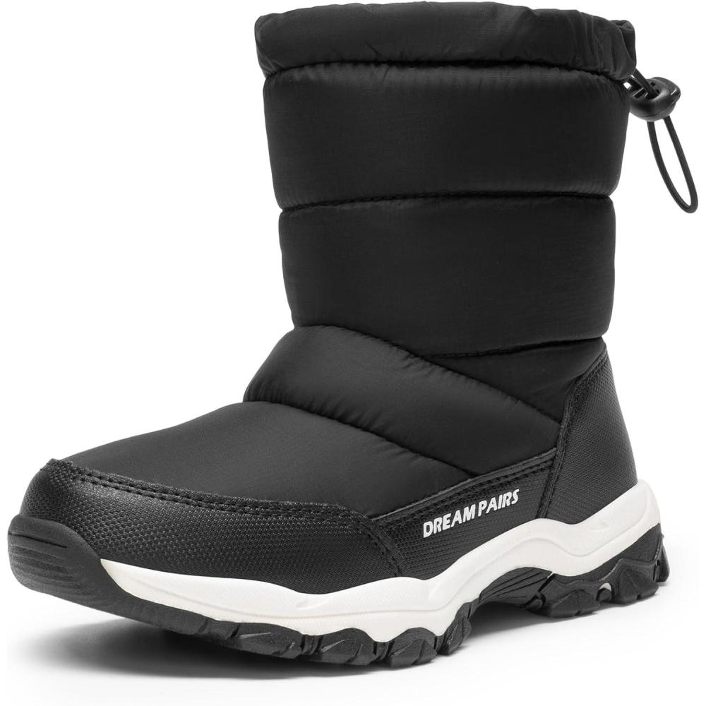 imageDREAM PAIRS Boys Girls Snow Boots Lightweight Slip Resistant Mid Calf Winter Shoes for LittleBig KidBlack