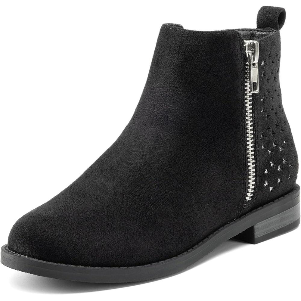 imageDREAM PAIRS Girls Ankle Boots Kids Fashion Booties with Glitter Stars Side Zipper Low Heels Warm Shoes for ToddlerLittle KidBig KidBlack