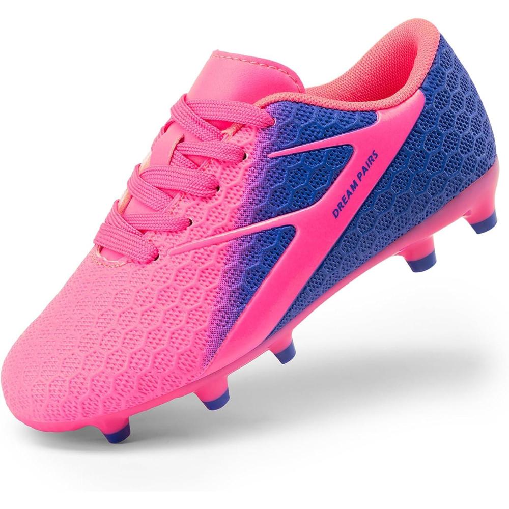 imageDREAM PAIRS Girls Boys Soccer Cleats Kids Firm Groud Football Toddler Youth Athletic Outdoor Training Shoes for LittleBig KidBluePink