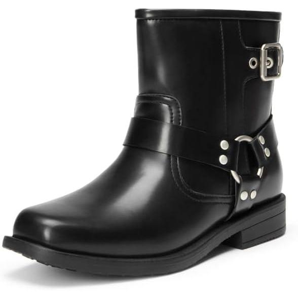 imageDREAM PAIRS Girls Combat Boots with Side Zipper Ankle Booties ShoesBlack