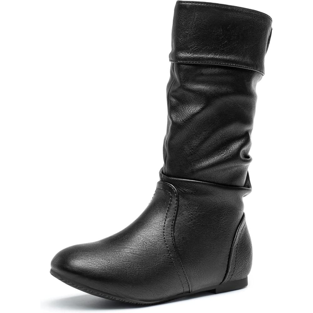 imageDREAM PAIRS Girls Faux Fur Lined Knee High Winter Riding BootsToddlerLittle KidBig KidBlackPu