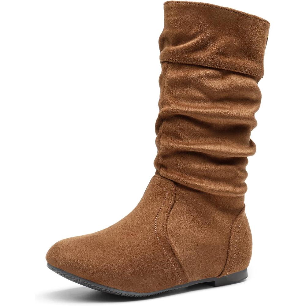 imageDREAM PAIRS Girls Faux Fur Lined Knee High Winter Riding BootsToddlerLittle KidBig KidTan