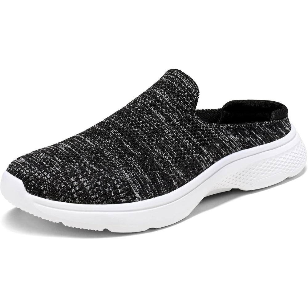 imageDREAM PAIRS Mules for Women Shoes Slip on Sneakers Knit Flats Lightweight Breathable Comfortable Walking ShoesBlackGrey
