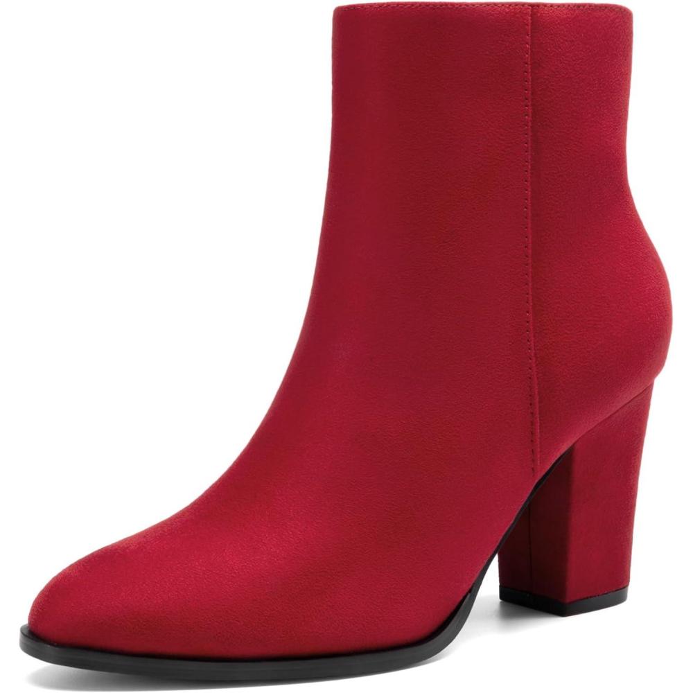 imageDREAM PAIRS Womens Ankle Boots Chunky Block Heel BootiesRed