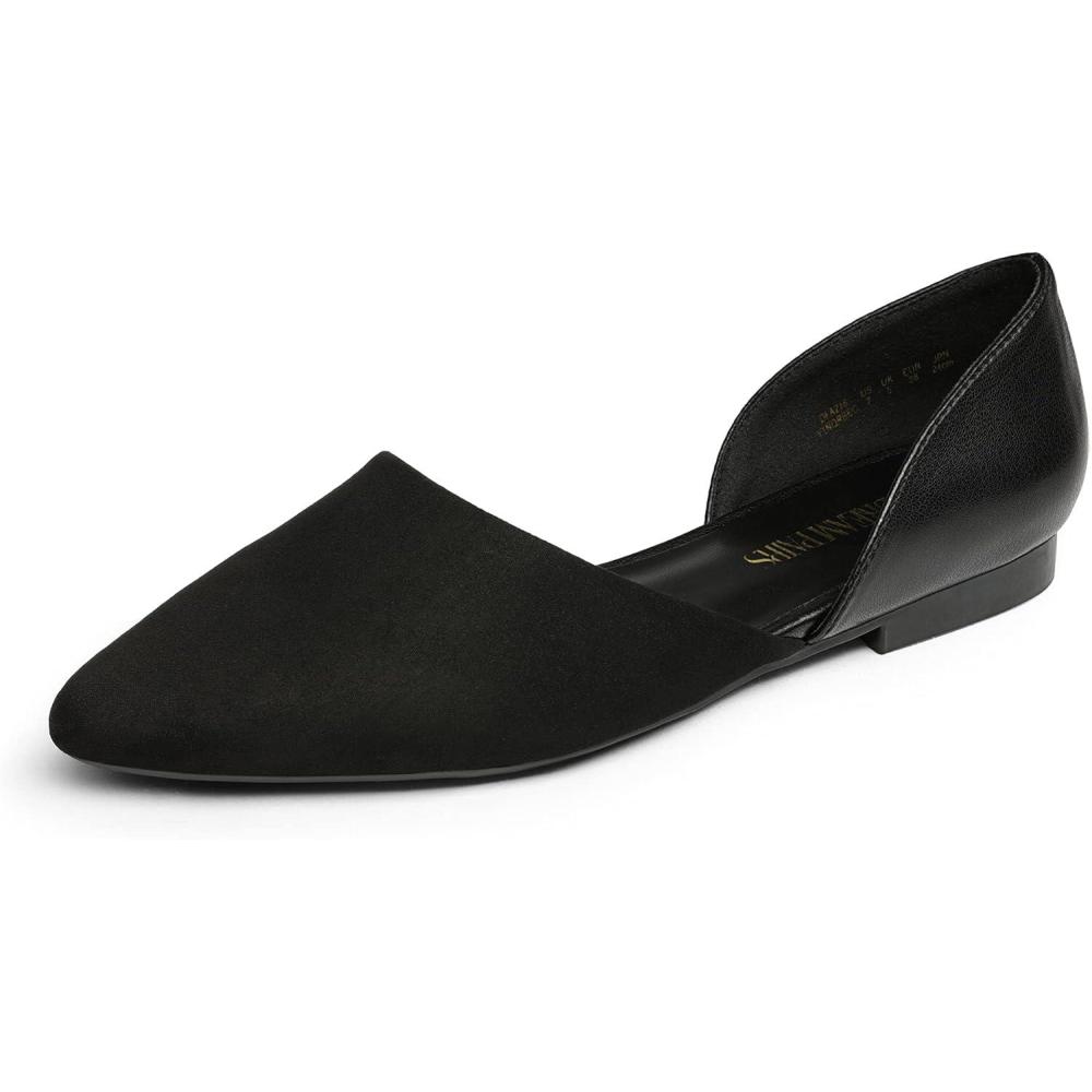 imageDREAM PAIRS Womens Elegant Dressy Flats Shoes Pointed Toe Casual Comfort Slip on Walking Flats for WomenBlackSuede