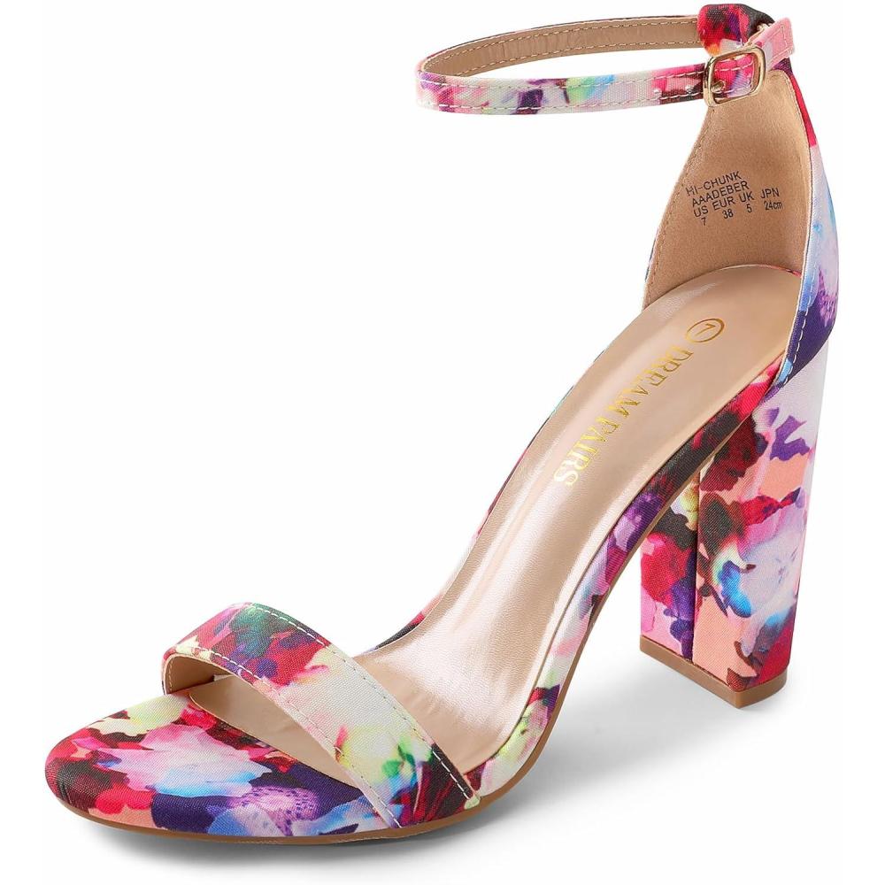 imageDREAM PAIRS Womens HiChunk High Heel Pump SandalsFloral