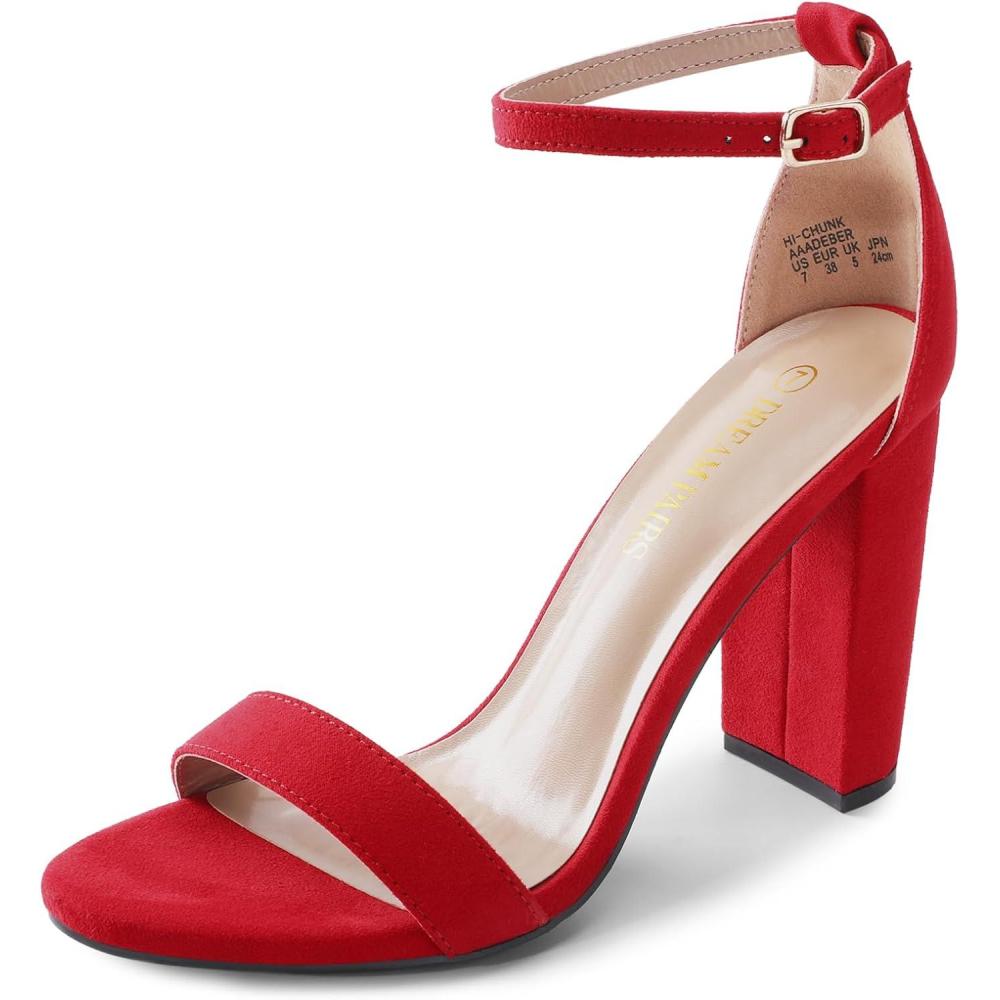 imageDREAM PAIRS Womens HiChunk High Heel Pump SandalsRedSuede