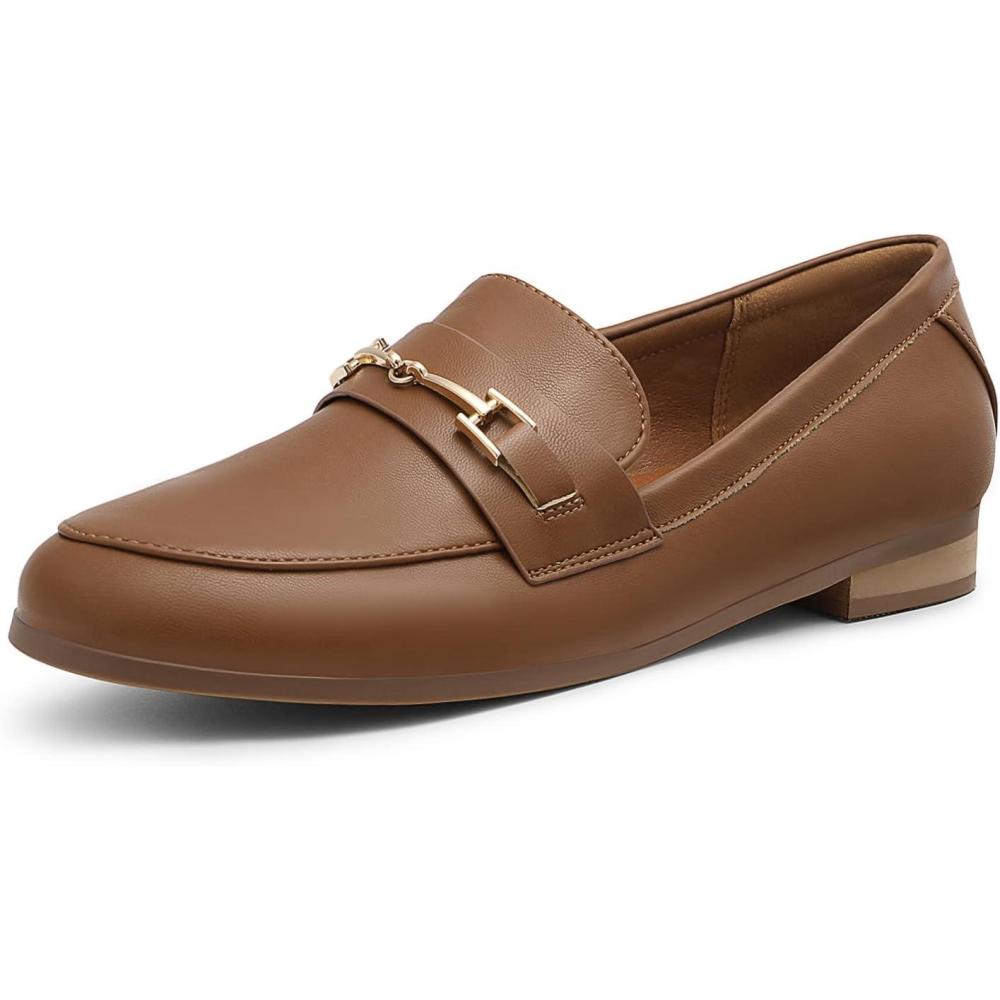imageDREAM PAIRS Womens Loafers Penny Loafers Fashion Comfortable Flats Dressy ShoesBrownpu