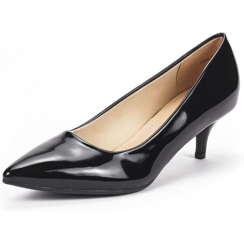 imageDREAM PAIRS Womens Pumps Kitten Heel Pointed Toe Shoes for Women Comfortable Office Work Dress ShoesBlackPat