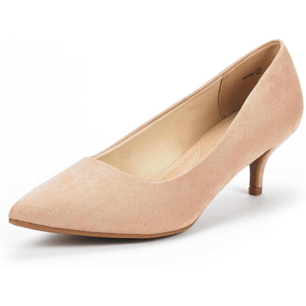 imageDREAM PAIRS Womens Pumps Kitten Heel Pointed Toe Shoes for Women Comfortable Office Work Dress ShoesNude Suede