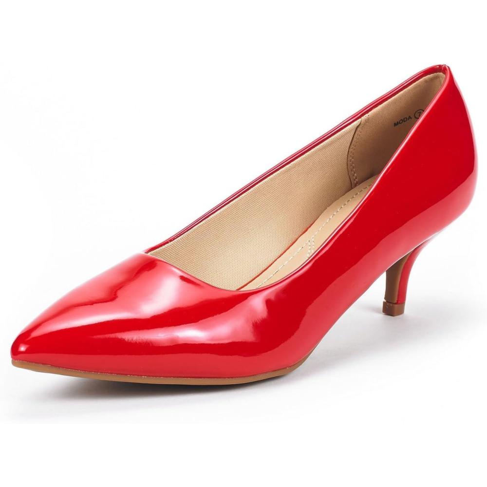 imageDREAM PAIRS Womens Pumps Kitten Heel Pointed Toe Shoes for Women Comfortable Office Work Dress ShoesRedPat
