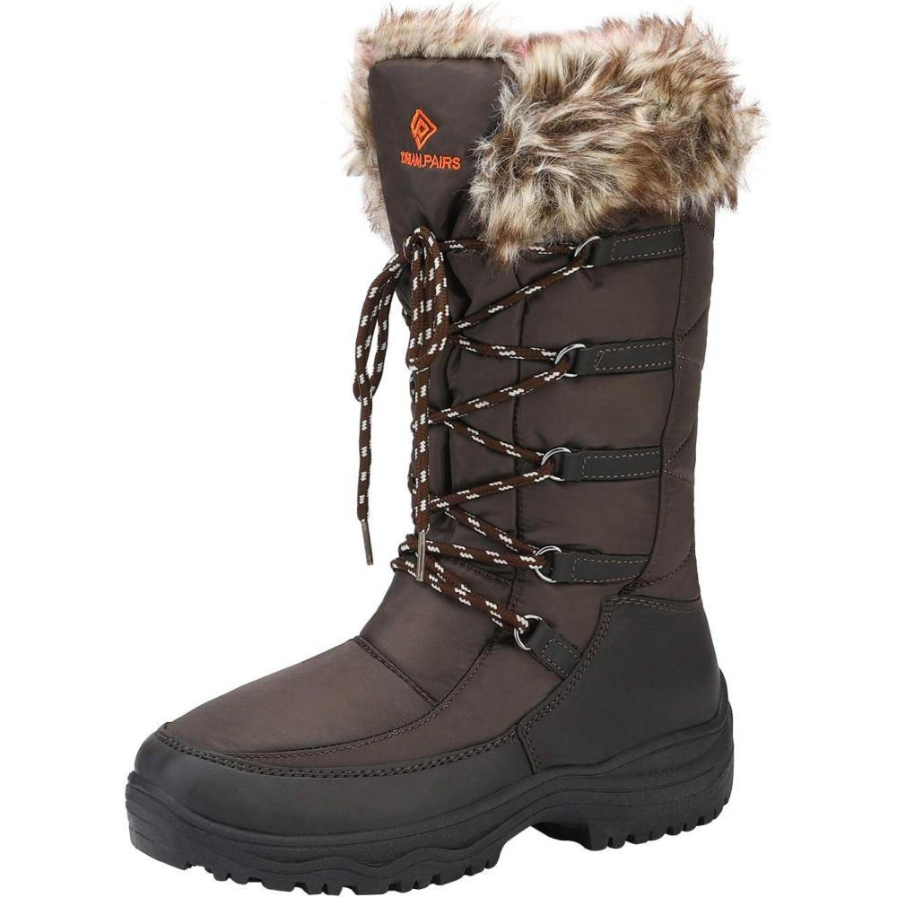imageDREAM PAIRS Womens Warm Faux Fur Lined MidCalf Winter Snow BootsBrown
