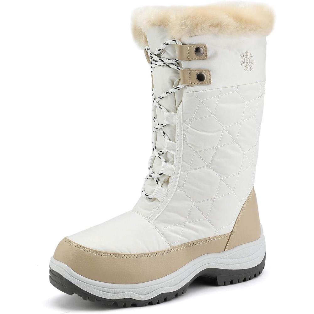 imageDREAM PAIRS Womens Warm Faux Fur Lined MidCalf Winter Snow BootsGooseBeige White